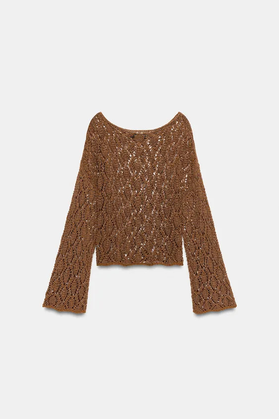 CUTWORK KNIT BELL SLEEVE JUMPER | Zara UK