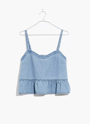 Madewell Blue Denim Peplum Sleeveless Pullover Cami Top Women’s Size 10 NWT | eBay US