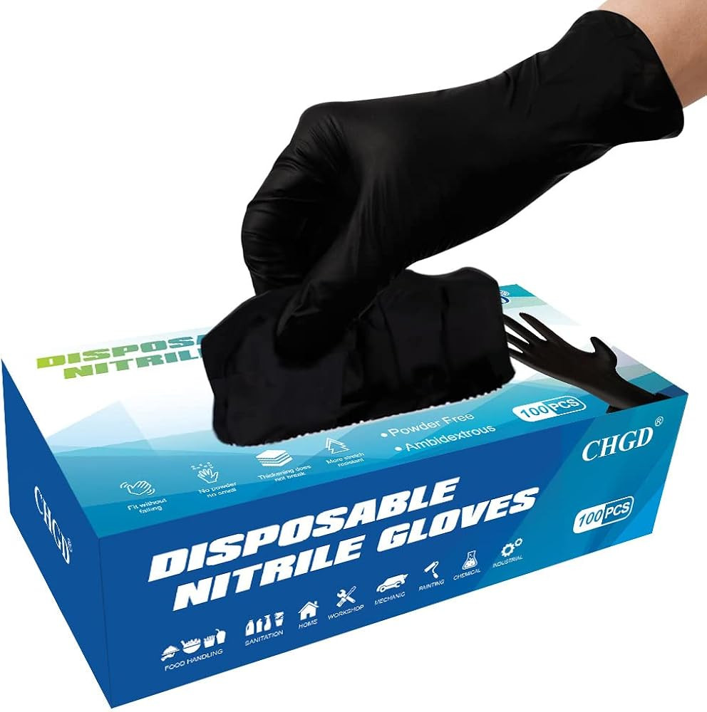 Disposable Nitrile Gloves, Powder-Free, Latex-Free, Non-Sterile, Industrial, Food Safe, Medium, L... | Amazon (US)