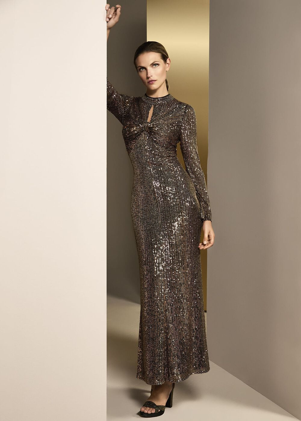Renila Sequin Long Sleeved Maxi Dress | Phase Eight UK | | Phase Eight