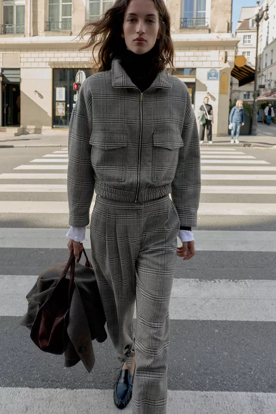 HOUNDSTOOTH BOMBER JACKET | Zara UK