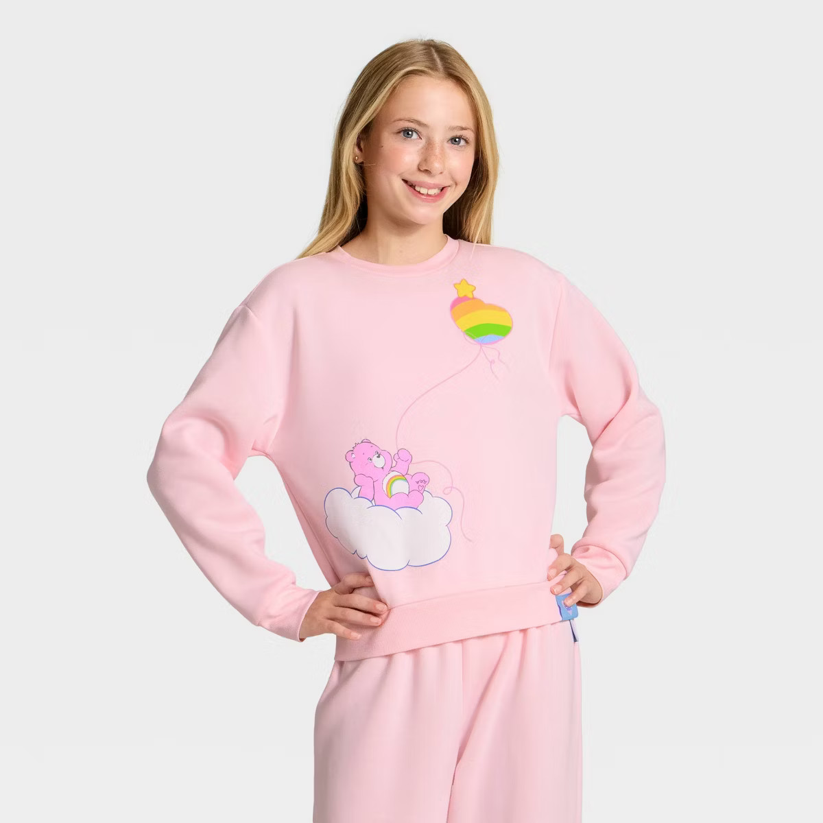 Girls' Care Bears Fleece Sweatshirt - Light Pink | Target