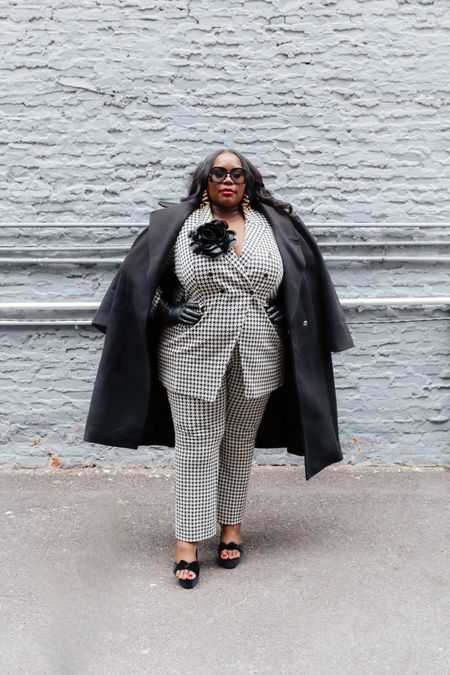 Just call Me the HQIC . The head queen in charge. For my 3rd day of New York Fashion Week my mood was girl boss. 

I wore this houndstooth printed suit, black
Coat, and velvet platforms.

#LTKplussize #LTKmidsize #LTKover40