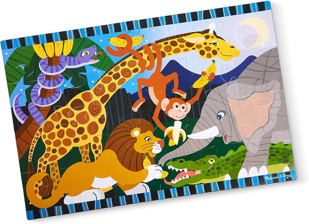 Melissa & Doug Safari Social Jumbo Jigsaw Floor Puzzle (24 pcs, 2 x 3 feet) - Kids Animal Puzzles... | Amazon (US)
