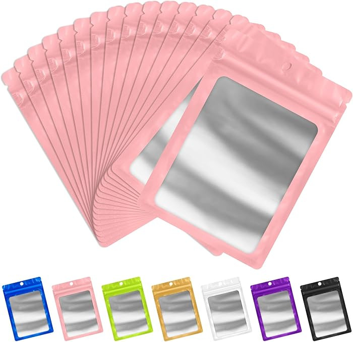 FUNFERY 100 Pack Mylar Resealable Bags Foil Packaging Bags with Clear Window,Zipper Pouch Smell P... | Amazon (US)