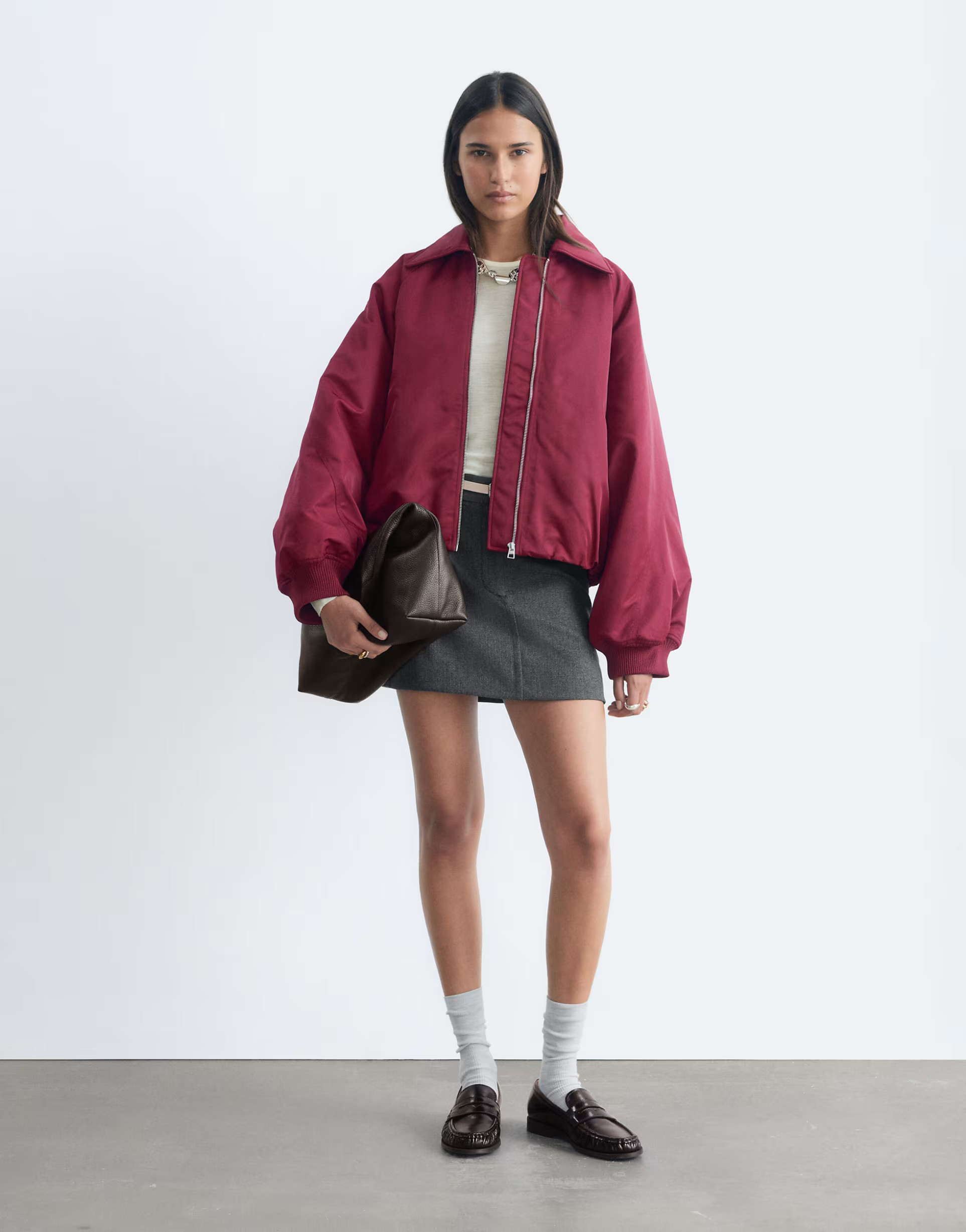 & Other Stories relaxed fit high neck bomber in red | ASOS (Global)