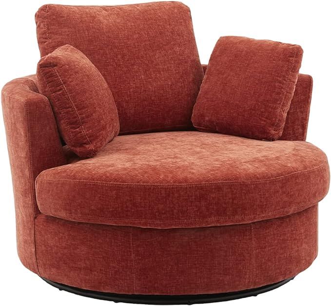 Dxacvkc Swivel Barrel Chair 42" W Swivel Accent Sofa with 3 Pillows 360 Degree Swivel Round Sofa ... | Amazon (US)