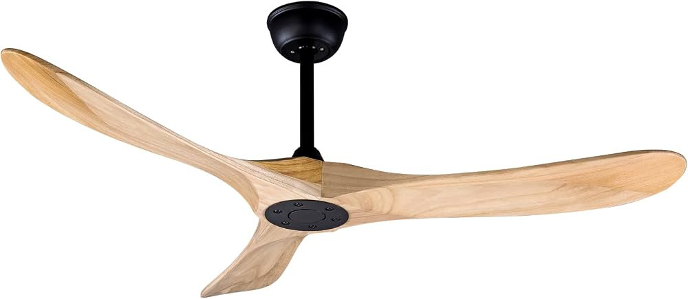 52 inch outdoor wood ceiling fan with remote control, 3 Balsa Wood Blades, Reversible DC Motor 27... | Amazon (US)