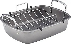 Amazon.com: Circulon Nonstick Roasting Pan / Roaster with Rack - 17 Inch x 13 Inch, Gray: Roastin... | Amazon (US)