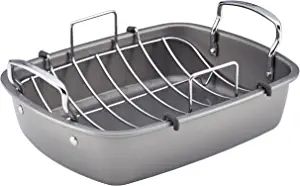 Circulon Nonstick Roasting Pan / Roaster with Rack - 17 Inch x 13 Inch, Gray | Amazon (US)