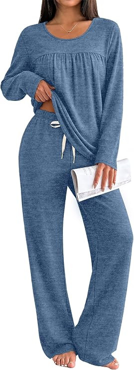 OFEEFAN Pajamas Sets for Women Two Piece Lounge Outfits with Pockets S-2XL | Fall Outfits for Wom... | Amazon (US)