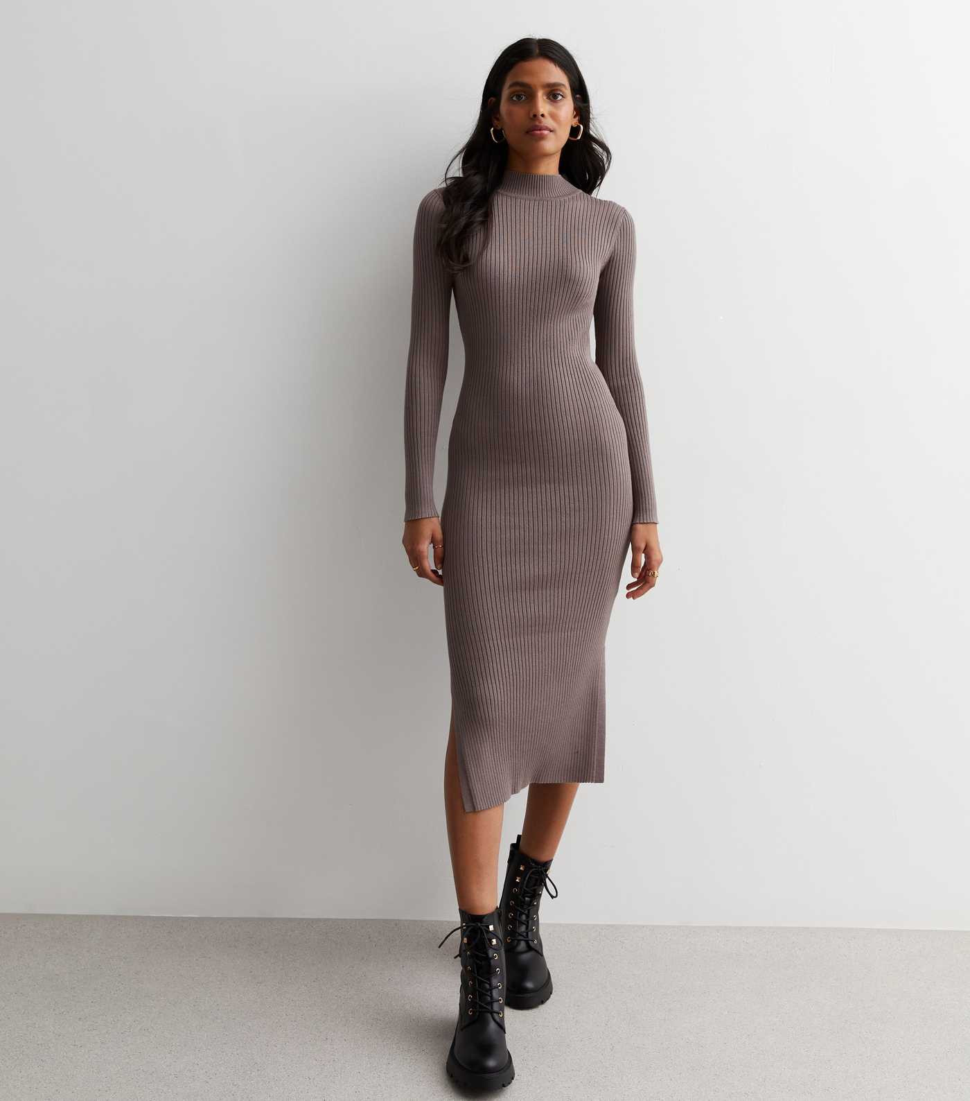 Mink Ribbed Knit Midi Dress
						
						Add to Saved Items
						Remove from Saved Items | New Look (UK)
