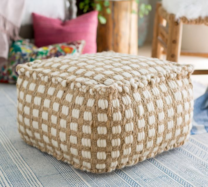 Hendrick Handwoven Jute Knit Pouf | Pottery Barn | Pottery Barn (US)