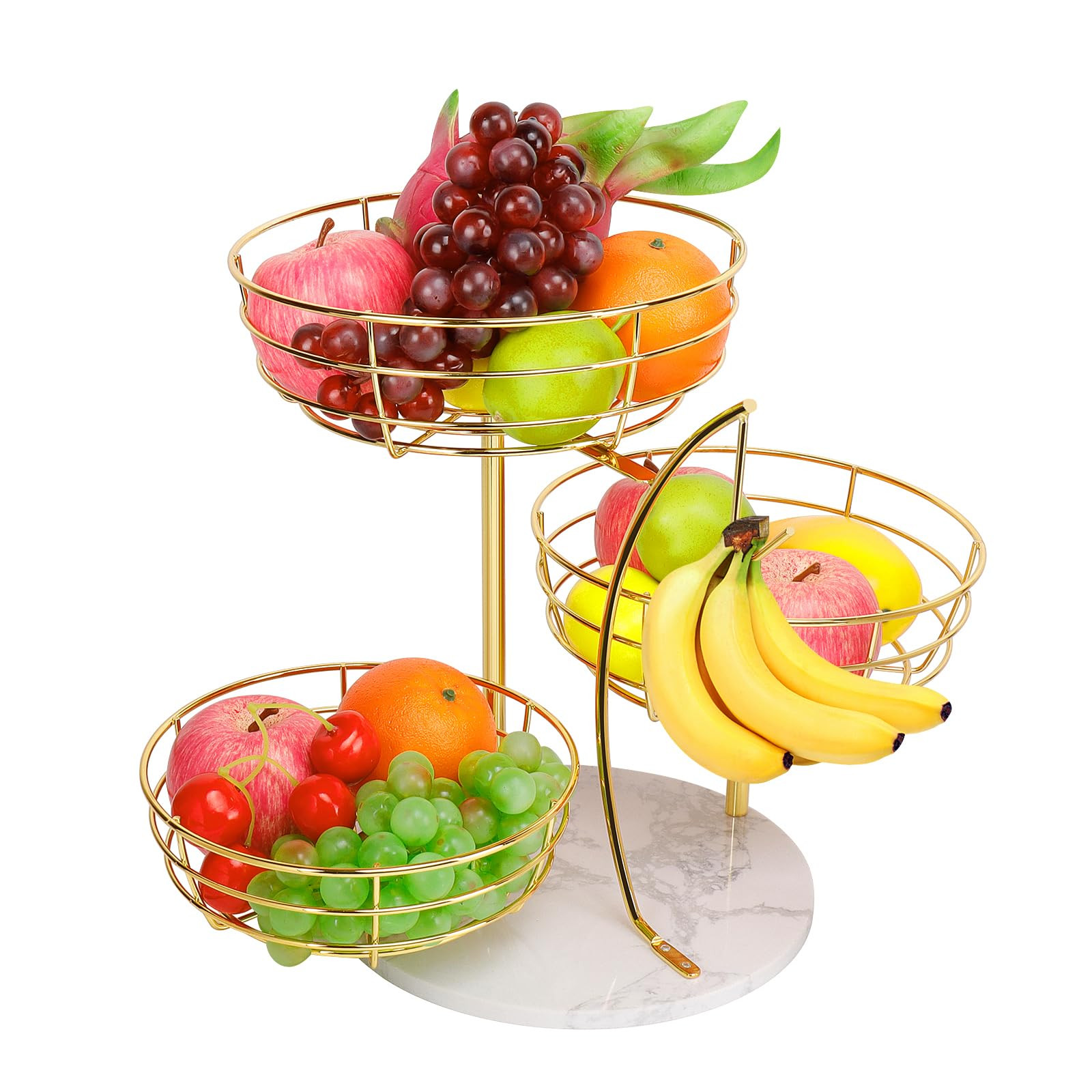 Livabber Fruit Basket Bowl with Banana Hanger, Metal Fruit Vegetable Storage Basket with Banana H... | Amazon (US)