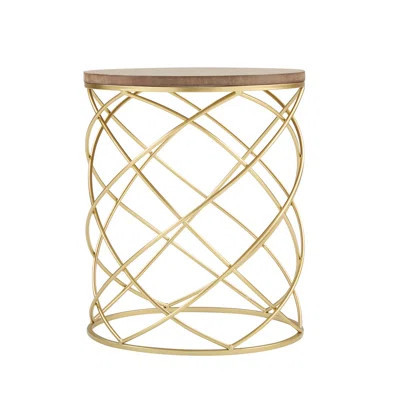 Golden Side Table With MDF Top And Metal Frame, Interlocking Mesh Base For Unique Charm And Durability | Wayfair North America