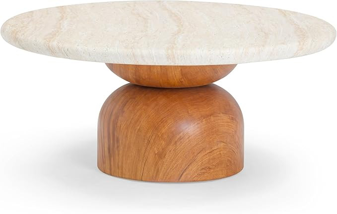 Tov Furniture Cynthia Travertine Concrete Indoor/Outdoor Coffee Table | Amazon (US)