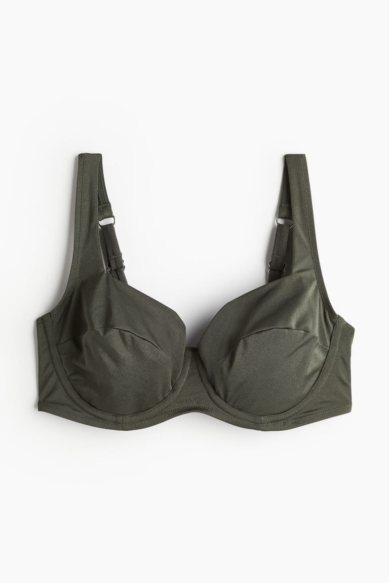 H&M+ Non-padded Bikini Top - Dark khaki green - Ladies | H&M US | H&M (US + CA)