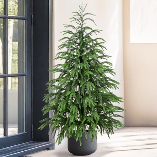Artificial Norfolk Pine Tree, 4 ft Realistic Christmas Tree, Fake Potted Plants for Front Porch O... | Amazon (US)