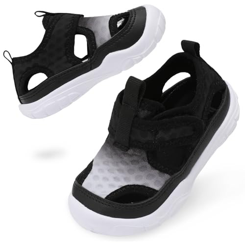 BARERUN Water Shoes Pool Aqua Socks for Kids- Sandals Princess Waterproof Beach Slides Sport Summer Slip-on Quick Dry (Toddler/Little Kid) Black Little Kid Size 11 | Amazon (US)