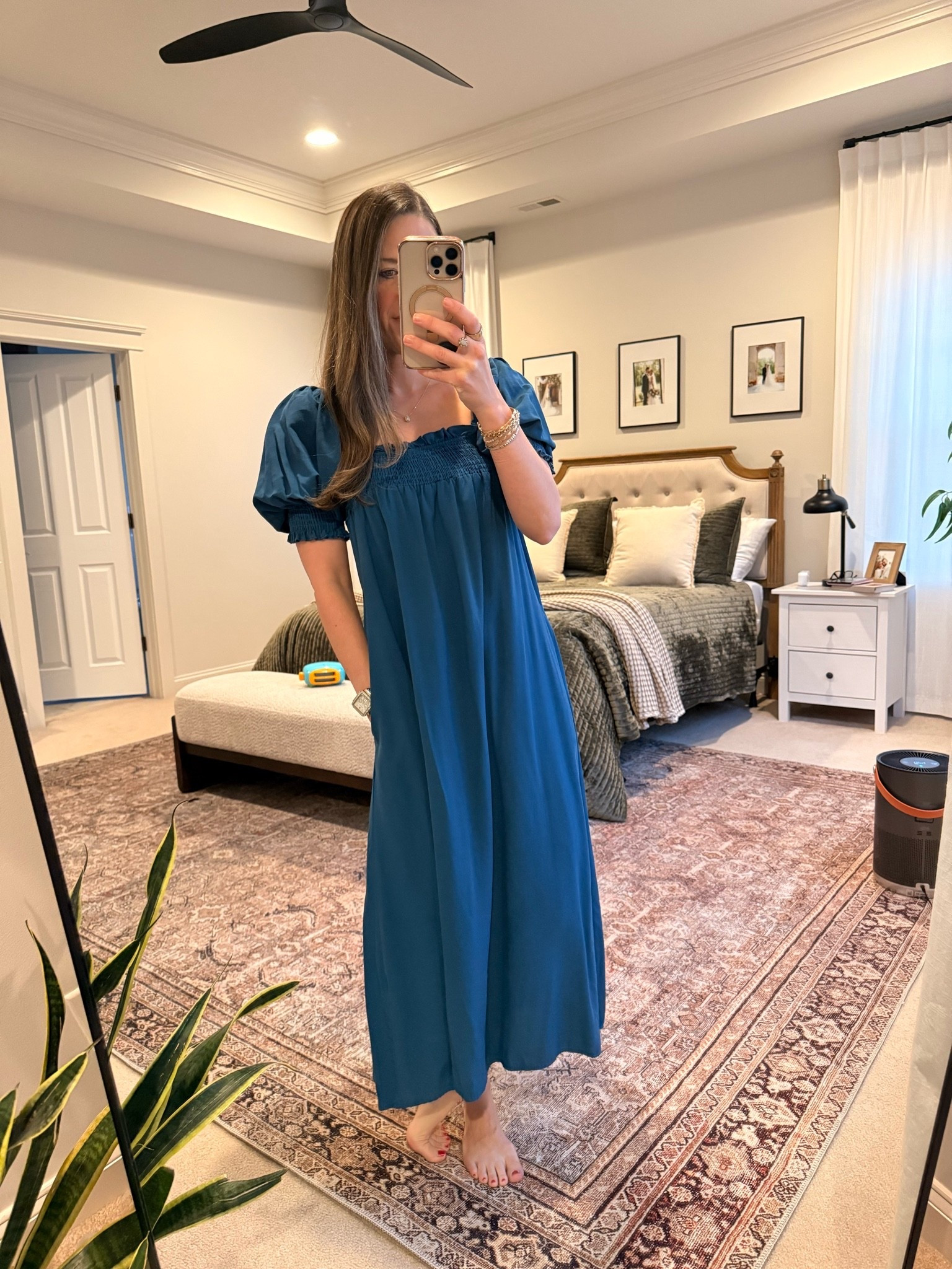 Amazon Puff Sleeve Midi Dress 💙

• Smocked neckline
• Puff sleeves
• Flowy midi length
• Bump-friendly + postpartum friendly

This is one of those throw-on-and-go dresses that makes you feel instantly put together.

The smocked top gives it shape without being tight, and the flowy skirt keeps it comfortable for real life — errands, church, dinner, or summer events.

Perfect for:
• Amazon midi dress
• Spring dress for women
• Modest midi dress
• Church outfit ideas
• Family photo dress
• Vacation dress outfit
• Easy summer outfits

You can dress it up with sandals or keep it casual with flats.

#LTKgrwm #LTKmomlife #LTKSeasonal