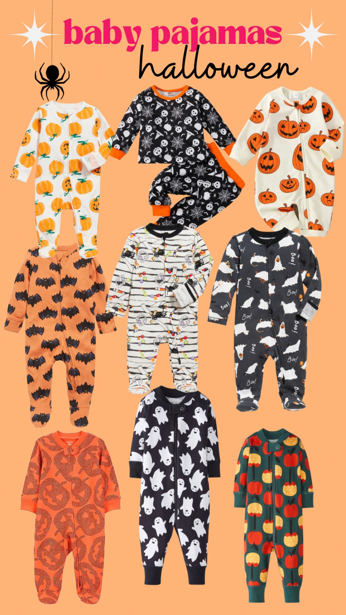 Baby’s pajamas colorful black and orange pumpkins and ghosts Halloween pjs for babies and baby 

#LTKSeasonal #LTKbaby #LTKunder50