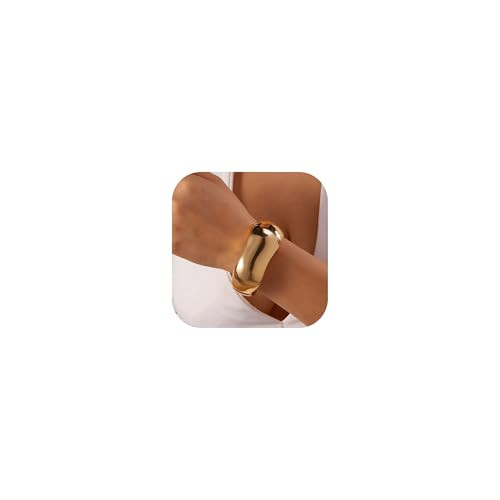 RINHOO 1-3Pcs Chunky Bangle Bracelet For Women Trendy Wide Hinged Cuff Open Bracelet Gold Stackable Bracelets Jewelry for Women (Style A-1PC Gold) | Amazon (US)