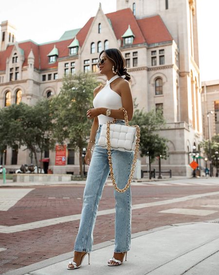 Spring outfit ideas / date night / vacation outfit 
Similar white halter top
Abercrombie straight leg jeans
LPA pearl hoop earrings

#LTKstyletip #LTKFind #LTKunder100