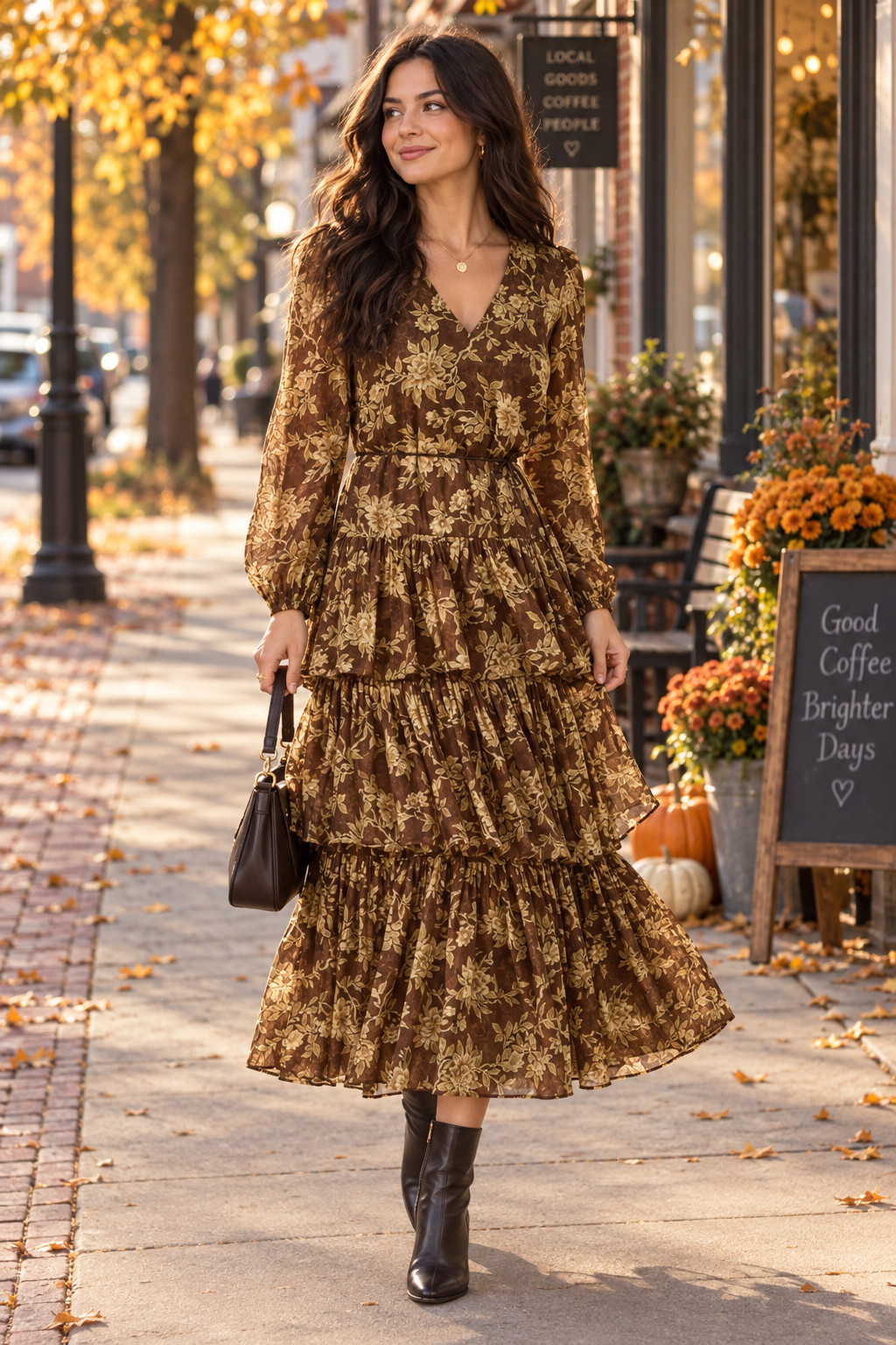 This floral midi has the prettiest earthy fall color palette. The long sleeves, tiered skirt, and soft vintage-inspired floral print make it perfect for fall brunch, church, family photos, Thanksgiving, or a cozy afternoon in town.
#ASTRTheLabel #FallFloralDress #OliveDress #BrownFloralDress #FallFamilyPhotos #ThanksgivingOutfit #ChurchDress #FallMidiDress #AutumnFashion #FallStyle 

 #LTKSeasonal #LTKU #LTKSaleAlert