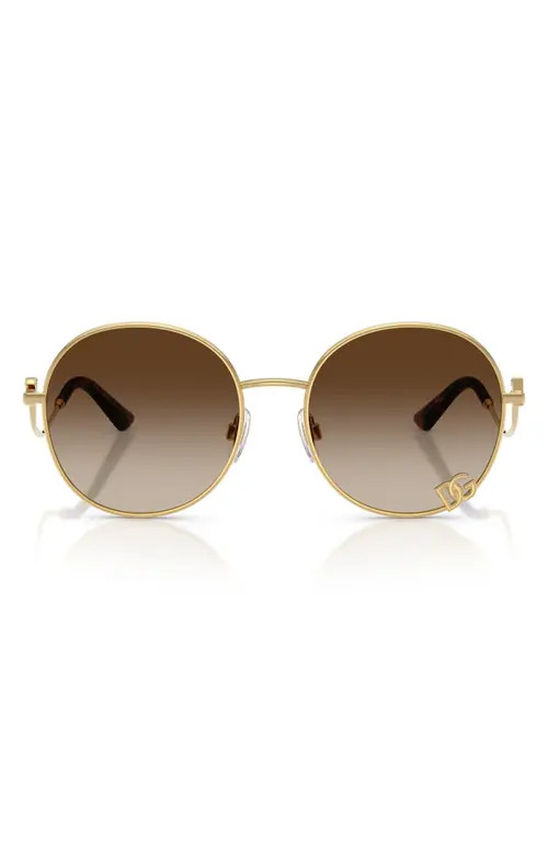 Dolce&Gabbana 56mm Gradient Round Sunglasses in Gold/gradient Brown at Nordstrom | Nordstrom