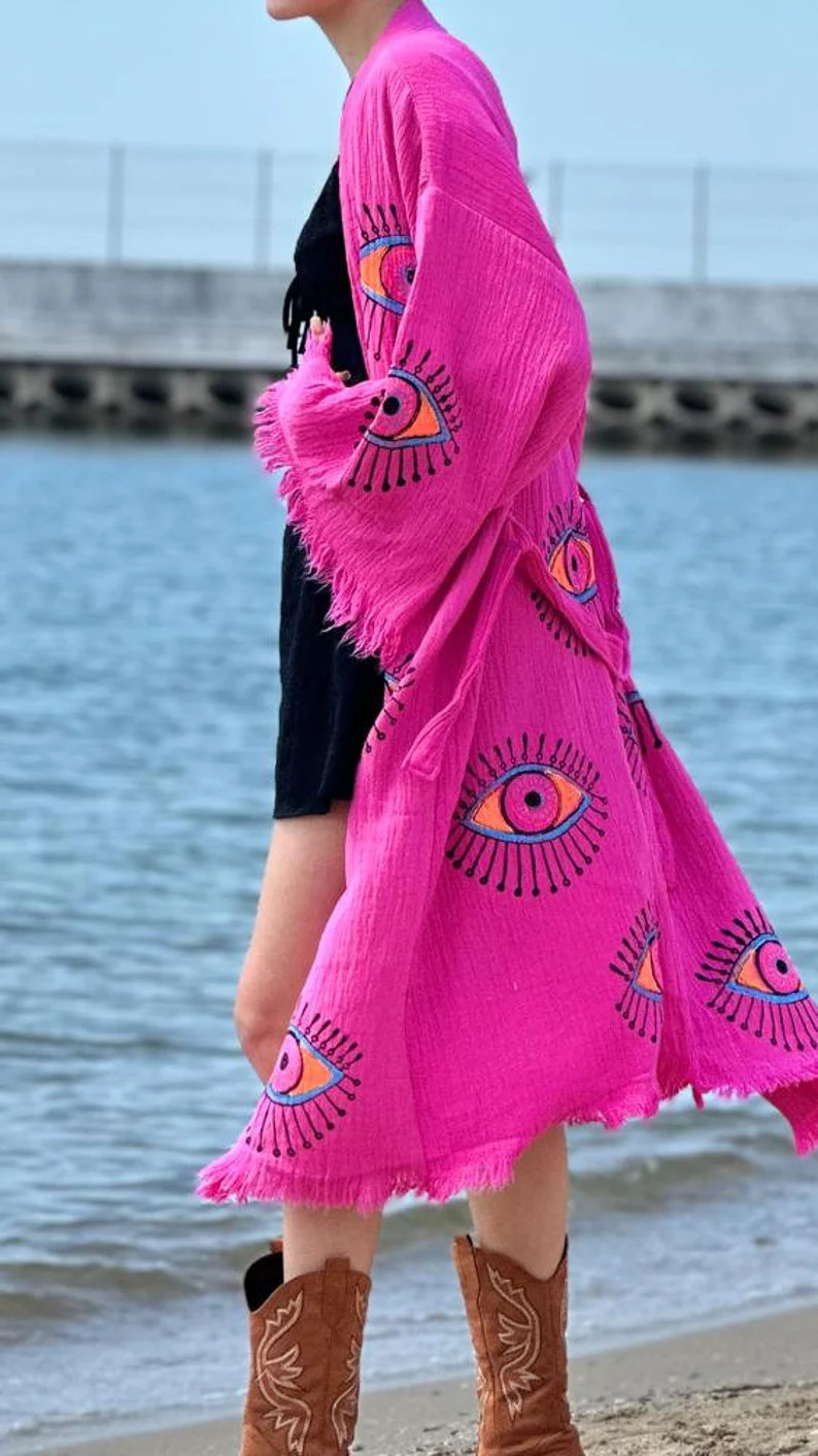 Pink Evil Eye Birthday Gift for Her Summer for Women Cotton for Women Clothing Holiday Mothers Da... | Etsy (US)