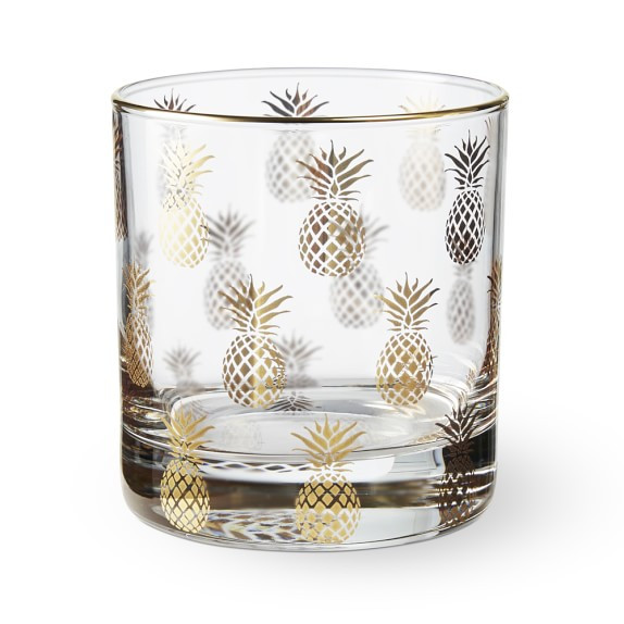 Gold Pineapple Double Old-Fashioned Glass | Williams-Sonoma