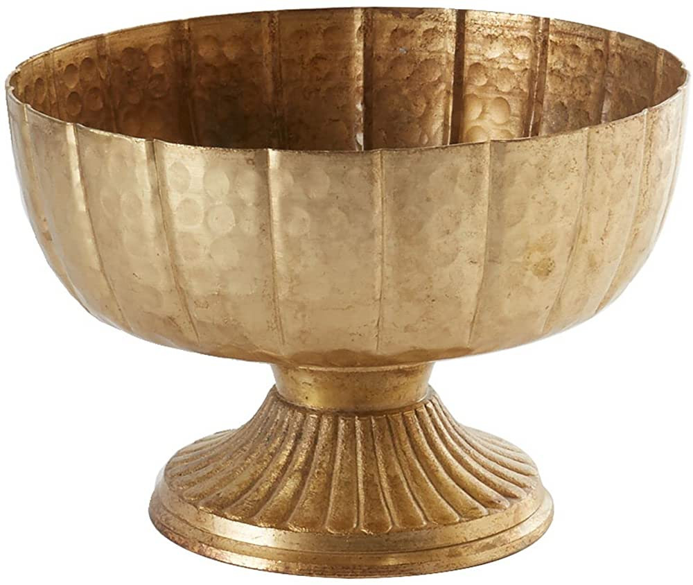 Accent Decor Distressed Gold Metal Compote Bowl | Gold Compote Vase l Lita Metal Vase l Indoor an... | Amazon (US)