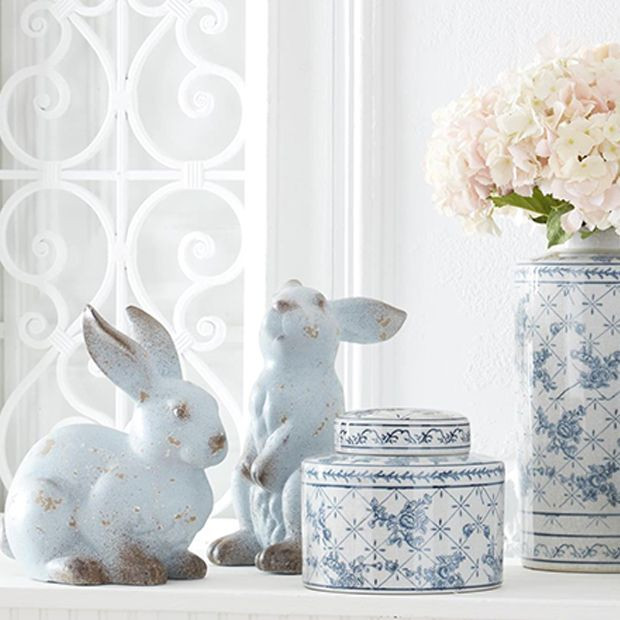 WEATHERED TERRA COTTA RABBIT SET OF 2 | Antique Farm House