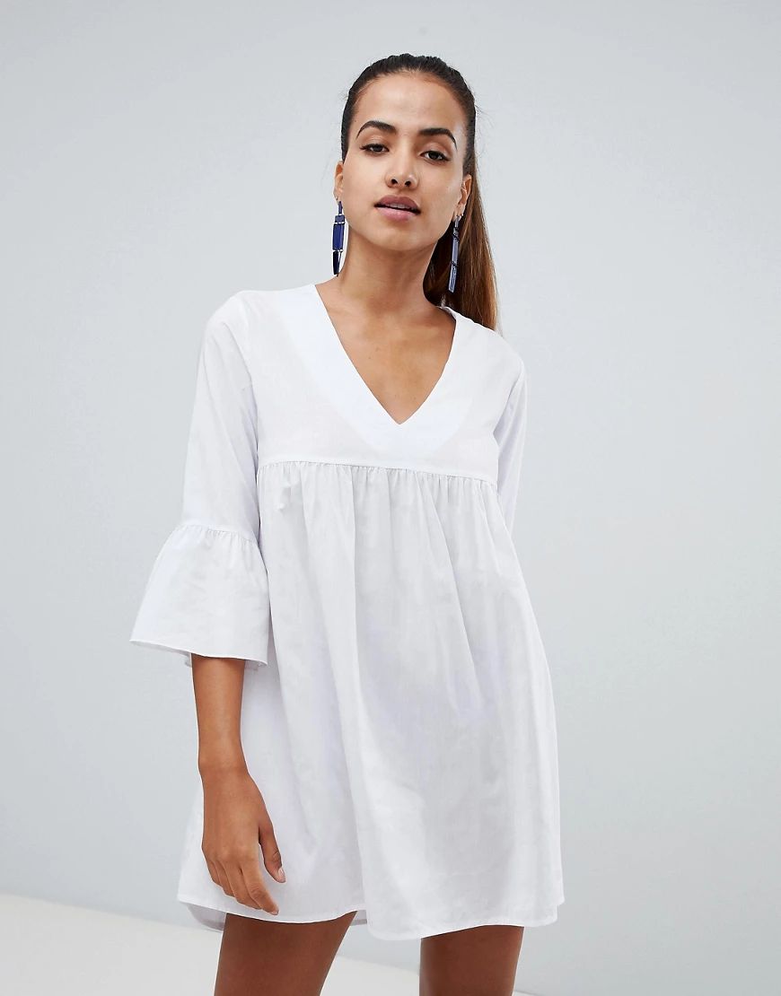 PrettyLittleThing Cotton Smock Dress-White | ASOS (Global)