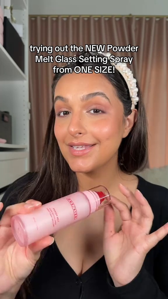 Trying out the new One Sized powder melt setting spray. It gives you GLASSY SKIN omg!! Melts the powder and brings back the moisture. 10/10!! You can also reapply powder in certain areas if you want, it layers beautifully on top!  

 #LTKSummerEdit #LTKFindsUnder50 #LTKBeauty