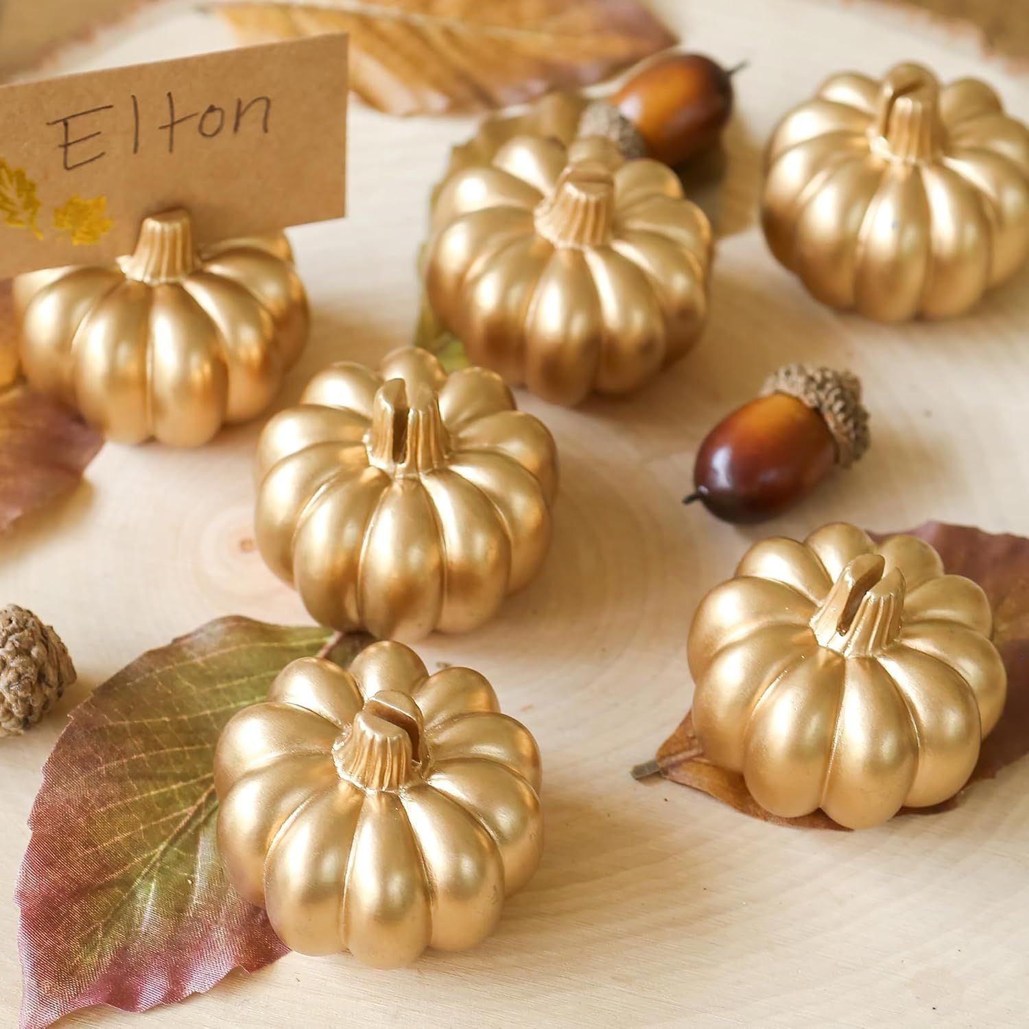 Kate Aspen Fall Decor Mini Gold Pumpkin Place Card Holder (Set of 6), Place Settings, Perfect for... | Amazon (US)