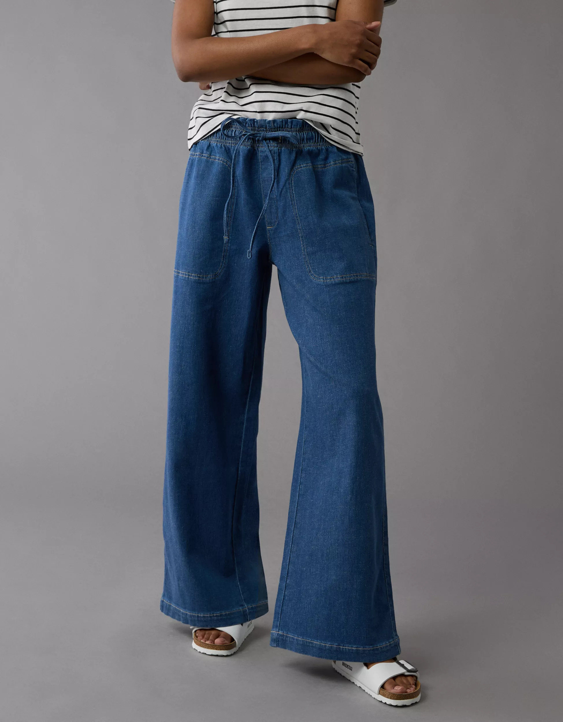 AE Dreamy Drape Linen-Blend Pull-On Pant | American Eagle Outfitters (US & CA)