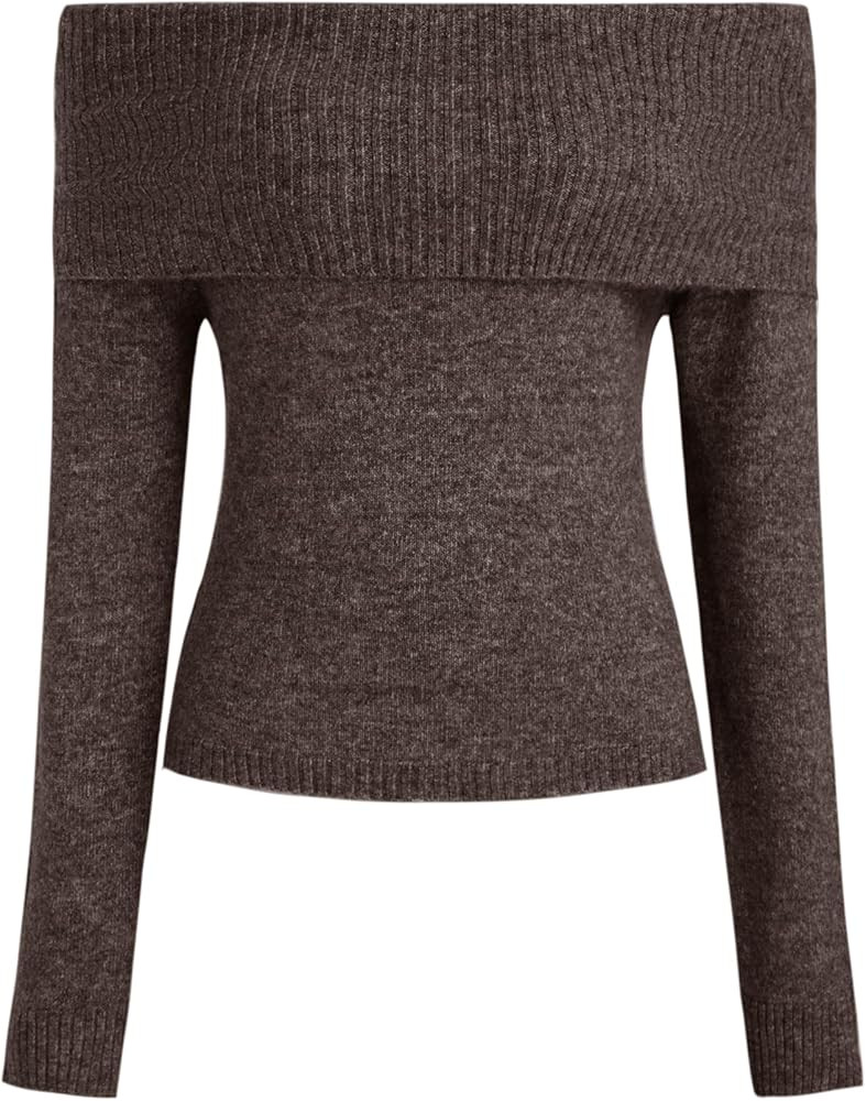 CIDER Women’s Off Shoulder Knitted Long Sleeve Tops Fall Pullover Sweater | Amazon (US)