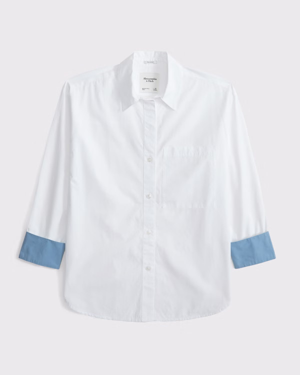 Women's Oversized Poplin Shirt | Women's Tops | Abercrombie.com | Abercrombie & Fitch (US)