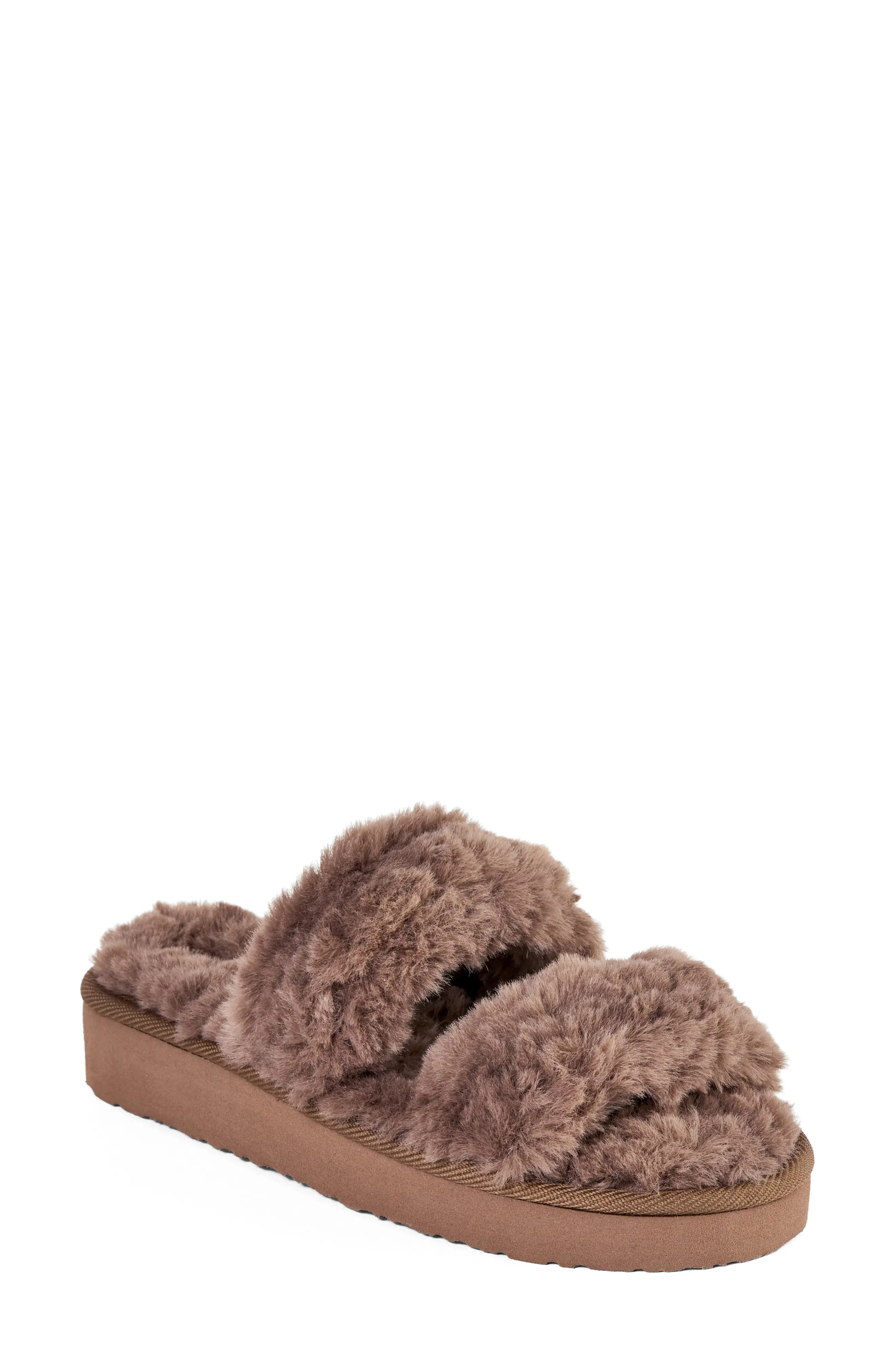 Teddy Faux Fur Two Band Slipper (Women) | Nordstrom | Nordstrom