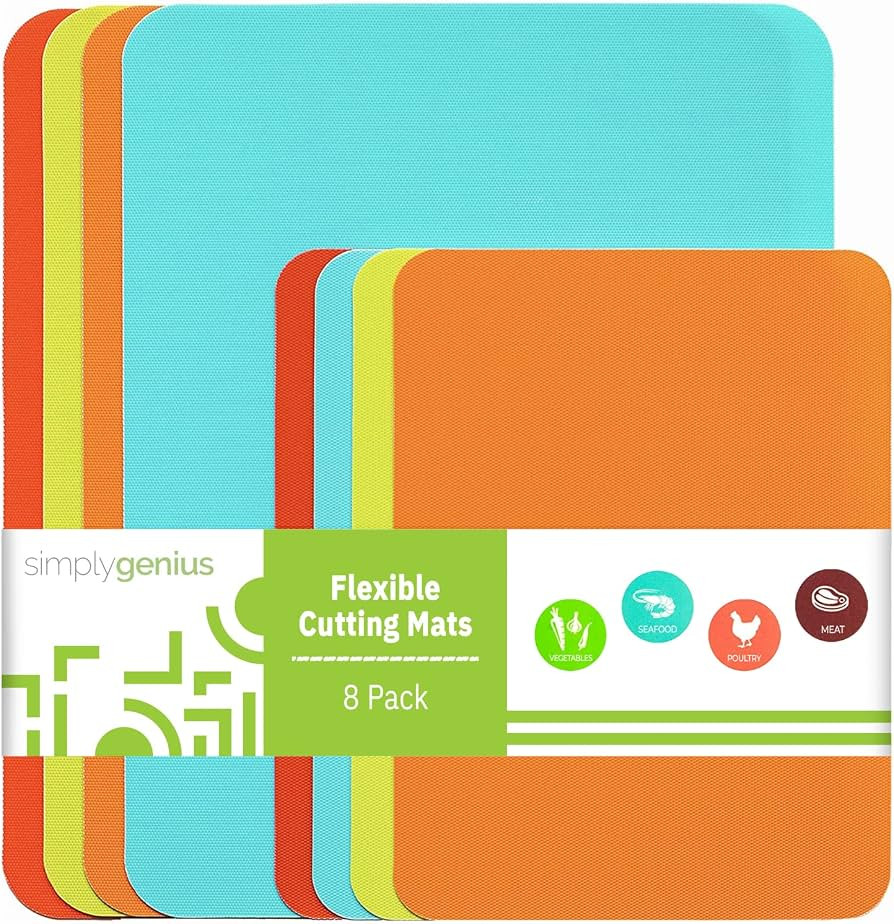 Simply Genius Plastic Cutting Boards for Kitchen - Color Coded Chopping Board Set - Flexible Cutt... | Amazon (US)