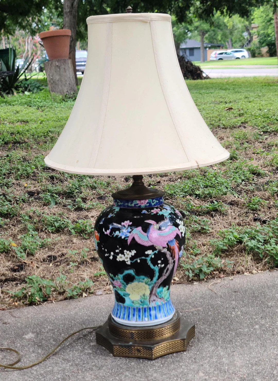 Vintage Porcelain Ceramic Chinoiserie Asian Oriental Table Lamp Black Pink Japanese Chinese Urn S... | Etsy (US)