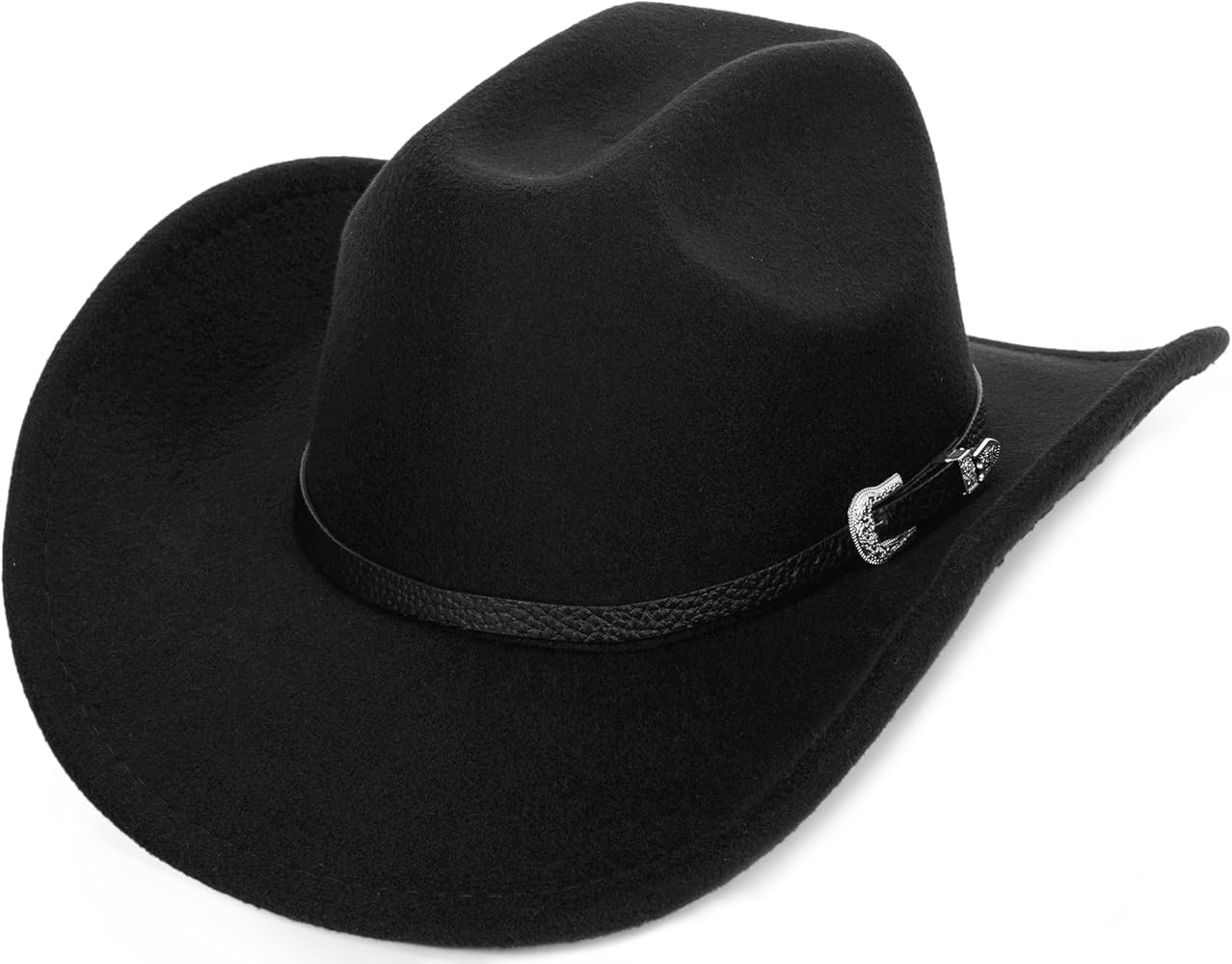 Womens Western Cowboy Hats Studded Pinched Western Cowgirl Hats Wide Brim Fedoras Hat with Belt B... | Amazon (US)