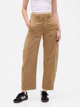 Mid Rise Twill Barrel Pants | Gap (CA)