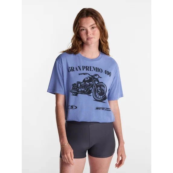 No Boundaries Boxy Cropped Graphic Tee, Women's and Women's Plus XXS-4X | Walmart (US)