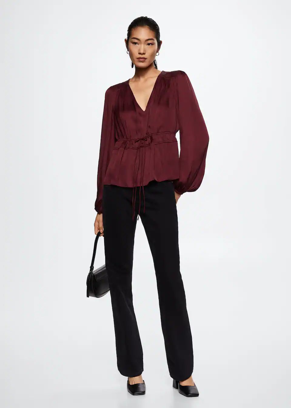 Bow satin blouse | MANGO (US)