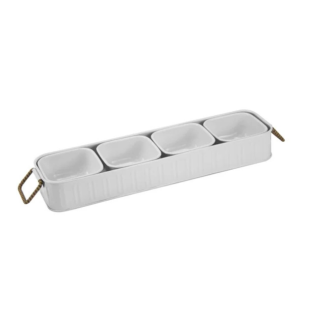 Better Homes & Gardens Galvanized Rectangle Condiment Tray, 17.44"L x 4.52" W, White - Walmart.co... | Walmart (US)