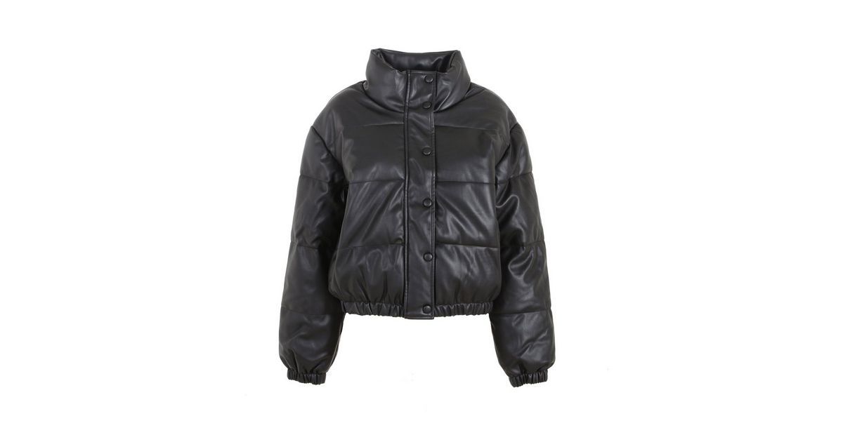 Urban Bliss Black Leather-Look Puffer Coat
						
						Add to Saved Items
						Remove from Save... | New Look (UK)