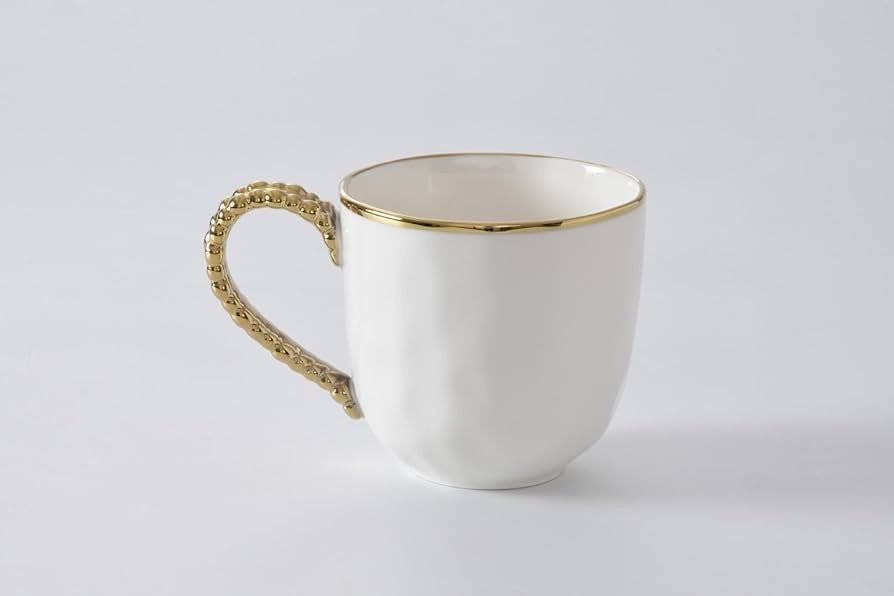 Pampa Bay Porcelain Mug, 5.75" x 3.75", 13 oz, White/Gold Tone, Oven and Dishwasher Safe, 13oz | Amazon (US)