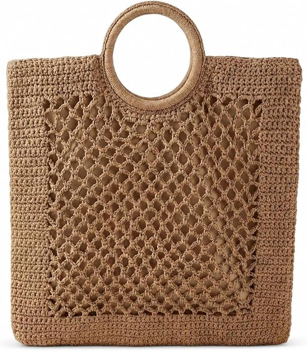 Eiyye Crochet Tote Bag for Women Boho Handbag with Round Handle Lightweight Summer Beach Purse fo... | Amazon (US)